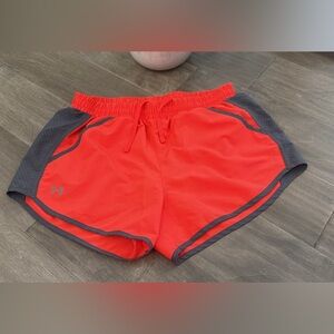 Under Armour Bright Coral Athletic Shorts with Gray Accents